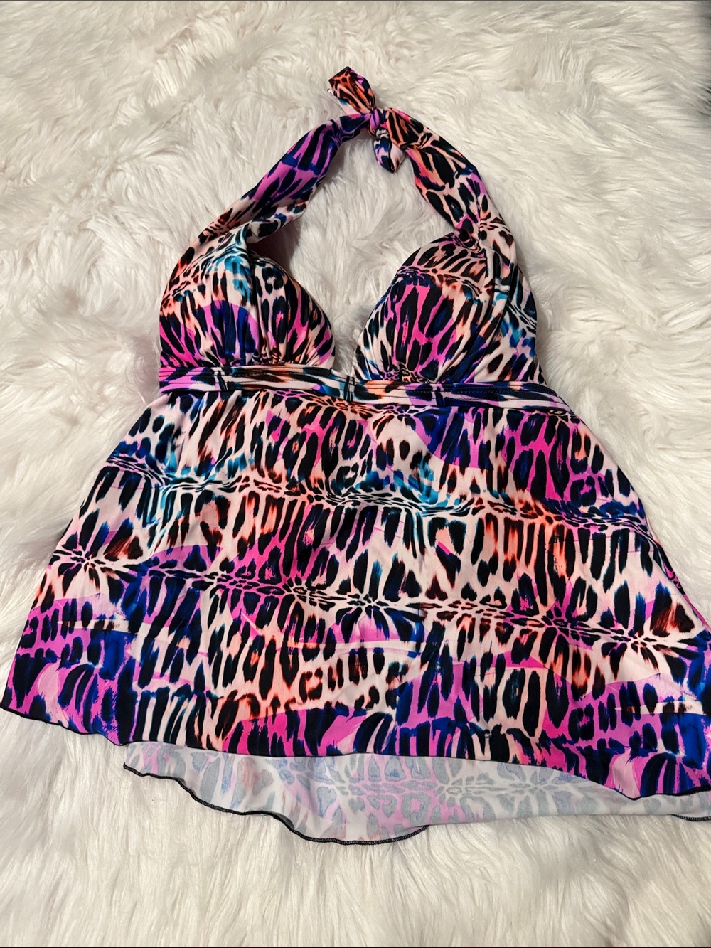 VENUS Multicolor Halter Animal-Print Bikini Tankini Top